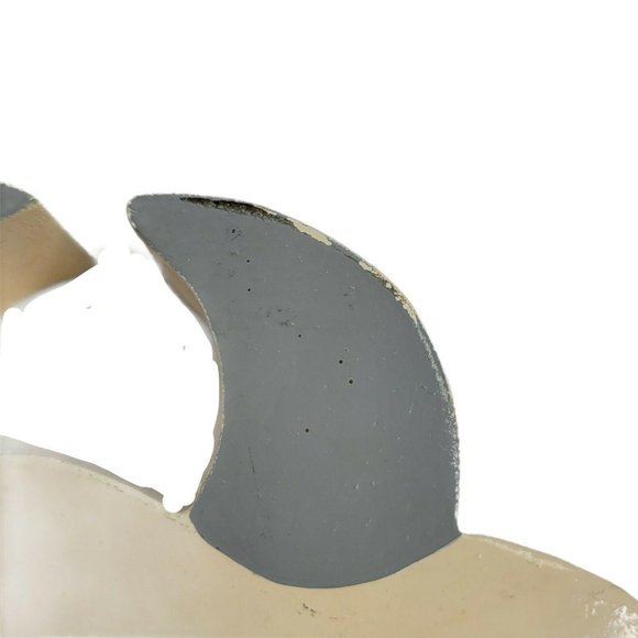 Folk Art Smiling Wooden Cow Toy Heart Pull 8" Length Off White Gray - Picture 8 of 9